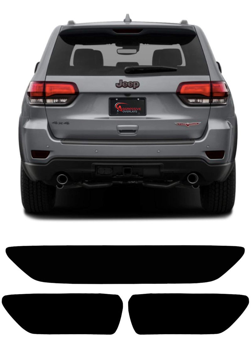 Aggressive Overlays Tinted Overlays FITS: 2014-2021 Jeep Grand Cherokee Third Brake Light Tint | Rear Bumper Reflector Overlay Covers Compatible with 14' - 21' Jeep Grand Cherokee (Dark Smoked) - Image 1